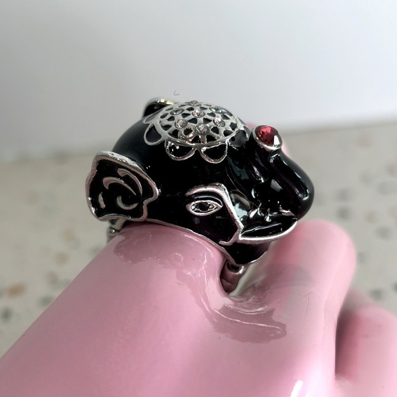 Black Elephant Ring with Stretch Comfort Band - Picture 3 of 9
